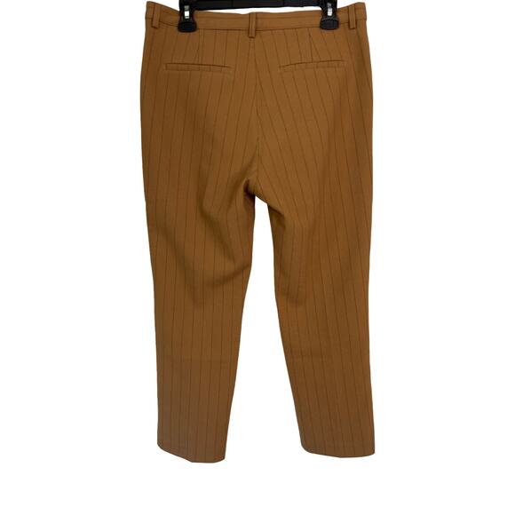 GANNI Moscow Tailor Pinstripe Pants Camel Brown Size M Cropped Trousers - Picture 5 of 8